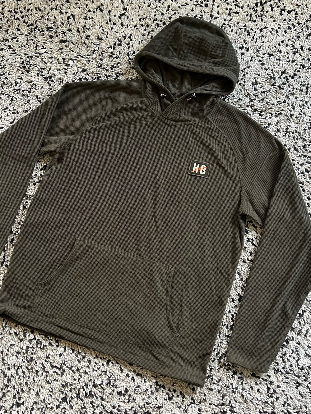 Howler Brothers Hooded Lightweight Waffle Fleece Pullover Dark Green Men’s Large - Picture 4 of 15